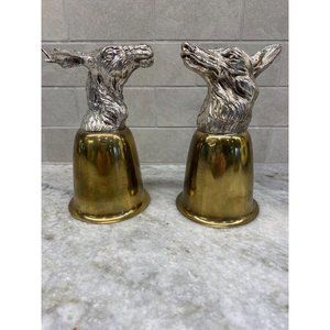 Italian Mauro Manetti Stirrup Cups-Set of 2 (Stag and Wolf)-1970s